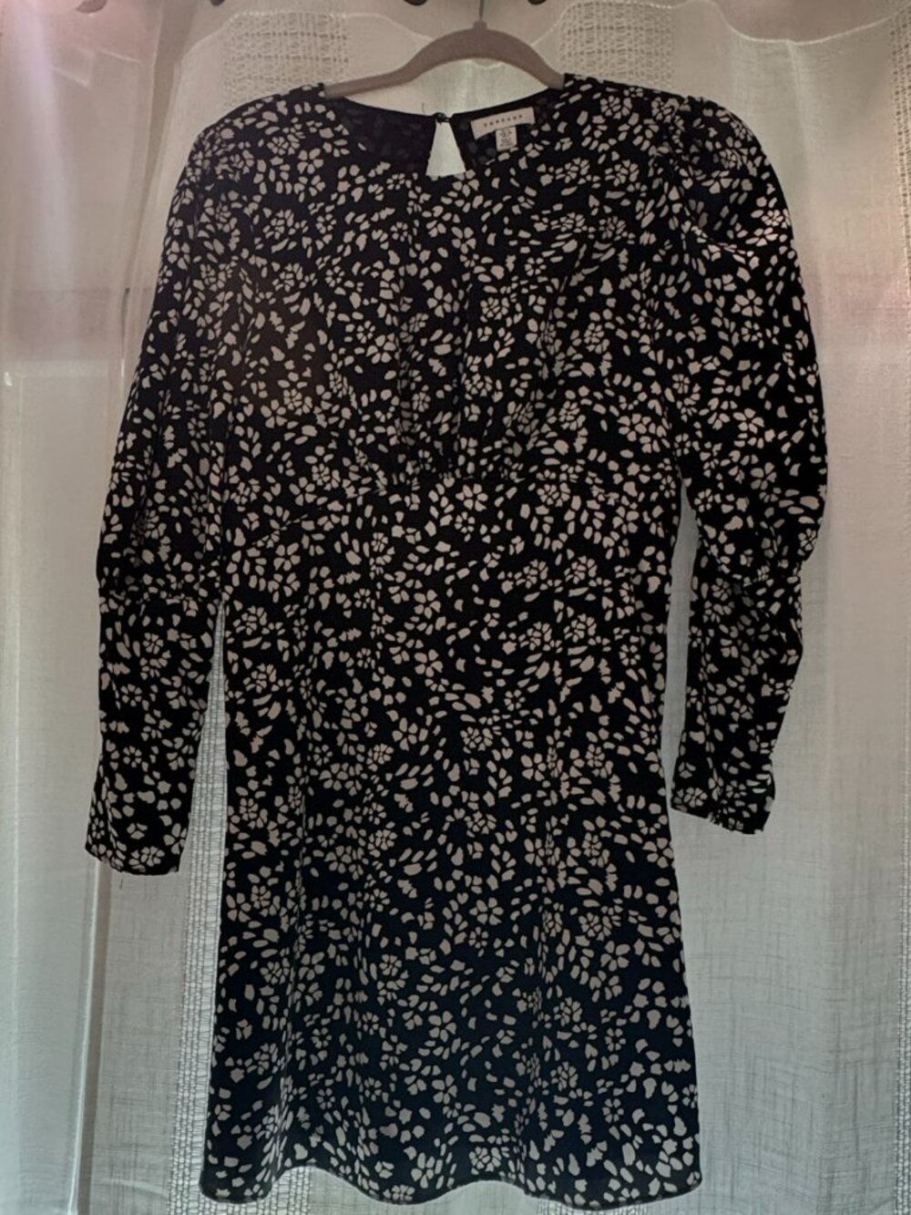 Topshop Black & White Print Open-Back Dress — Size US 6 / UK 10